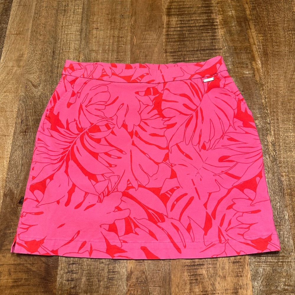 Rafaella Hot Pink Mini Skirt with Red Tropical Motif